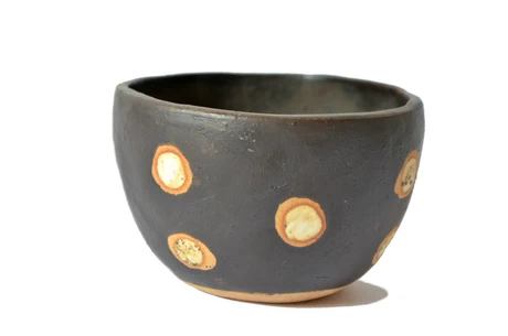 Pocillo de cerámica gres - Negro con lunares dobles