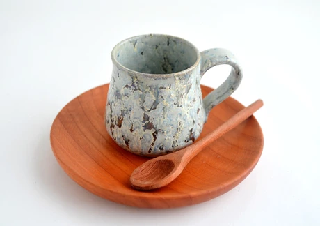 Set espresso tacita esmalte cristales y plato de raulí