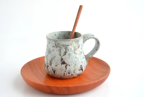 Set espresso tacita esmalte cristales y plato de raulí