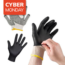 Pack 12 pares de Guantes de Algodón + 100 Guantes de Nitrilo Negro XL 