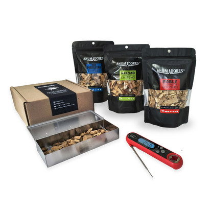 Pack regalo caja ahumadora + 3 Bolsas Chips #3 de 150G + Termómetro plegable
