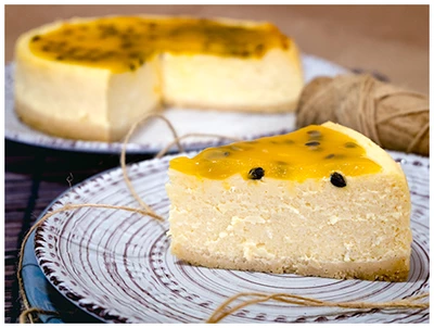 Cheesecake Sin Azucar Salsa Maracuyá