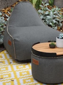 SACK IT: DISEÑO DANÉS PREMIUM PARA EL EXTERIOR, Pufs y cojines de diseño nórdico especiales para el exterior, fabricados con fibras repelentes al agua y con filtro UV.