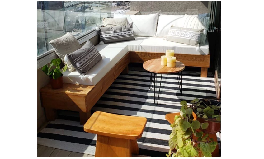 Terraza en L de 200 x 220 cm
