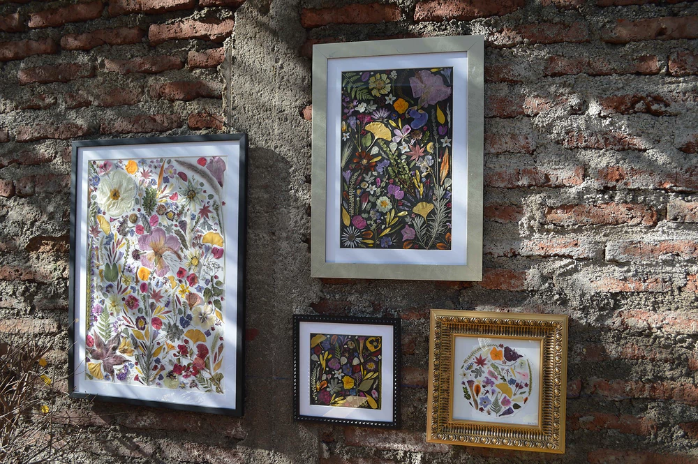 Herbario rectangular de flores prensadas con marco negro - vista alternativa