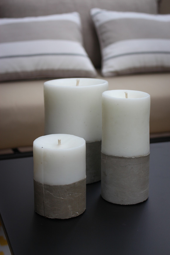 Velas circulares con base de hormigón