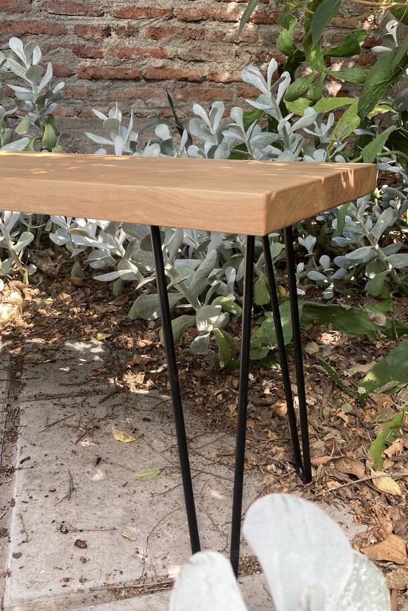 Banca de lenga con base de fierro de 120x35 cm