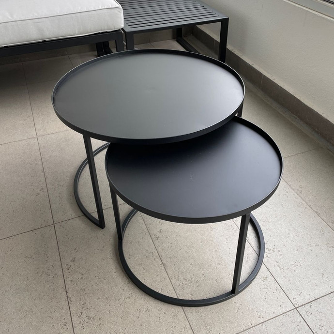 Mesa redonda de fierro y cubierta de latón (tipo bandeja) - Mesa de fierro redonda cubierta laton tipo bandeja 4.jpg