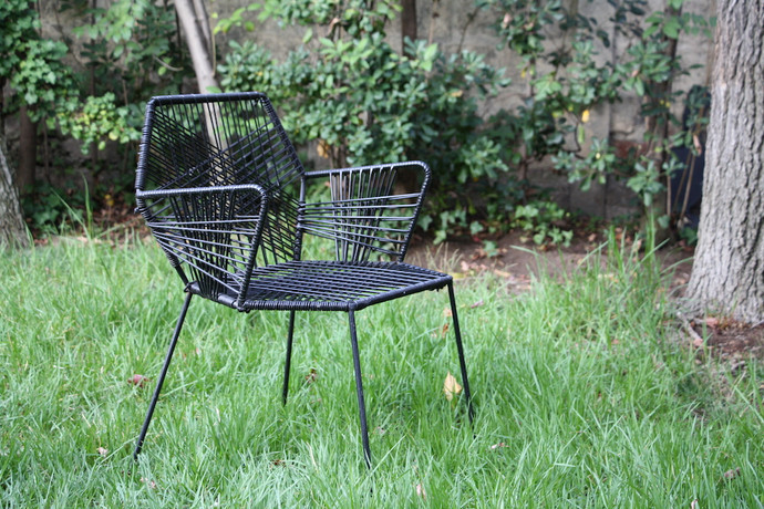 Silla Acapulco Hexagonal - silla acapulco hexagonal de fierro y cuerda pvc color negro.JPG