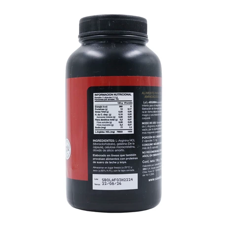 L- Arginina 1000 mg x 200 cápsulas, Scientific Body® - vista alternativa