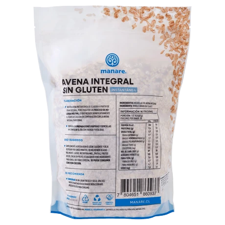 AVENA SIN GLUTEN INSTANTANEA 800 g, MANARE - vista alternativa