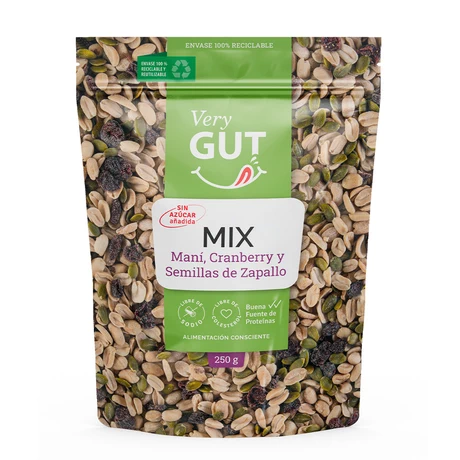 Mix sin azúcar: maní, semillas de zapallo, cranberries 250 g, VERY GUT