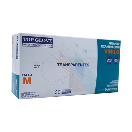Guante Ex.Vinilo Libre P/Blanco Top Glove M 100
