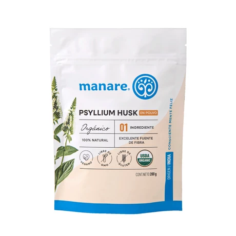 Psyllium husk orgánico 200 g, manare