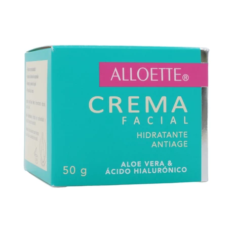 Crema Facial Hidratante Aloe Vera + Acido Hialuronico 50 g - Alloette ®