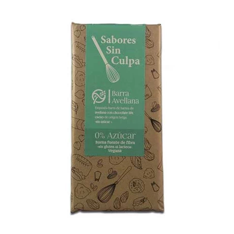 Barra chocolate harina avellanas sabores sin culpa 80 gr