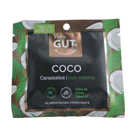 Caramelo coco sin azúcar 30 g , Very Gut®