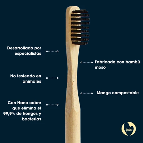 Cepillo Dental Biodegradable Negro Medio - vista alternativa