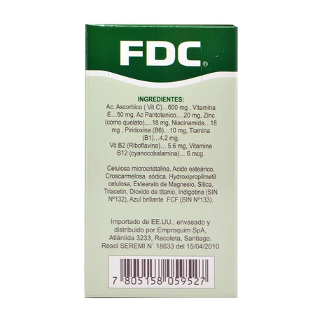 Zinc aminoquelado con Vitaminas B E C x 60 tabletas - FDC - vista alternativa