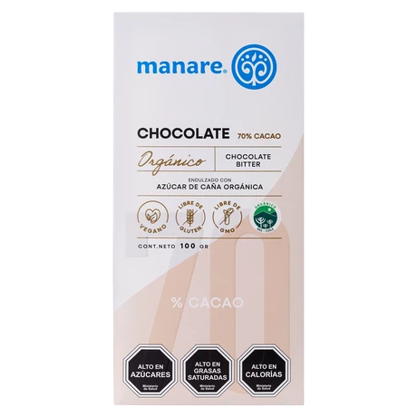 Chocolate 70% cacao org manare 100 gr