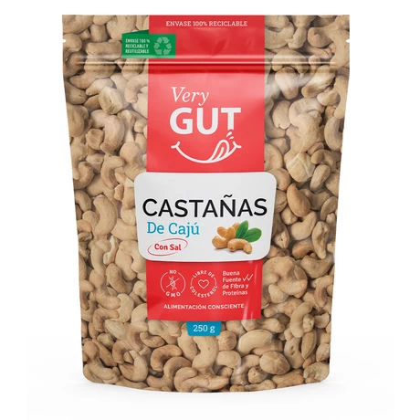 Castañas de Caju con sal 250 g, Very Gut 