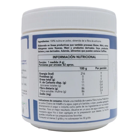 Fibra Inulina prebiótica pura en polvo 250g, CDV  - vista alternativa