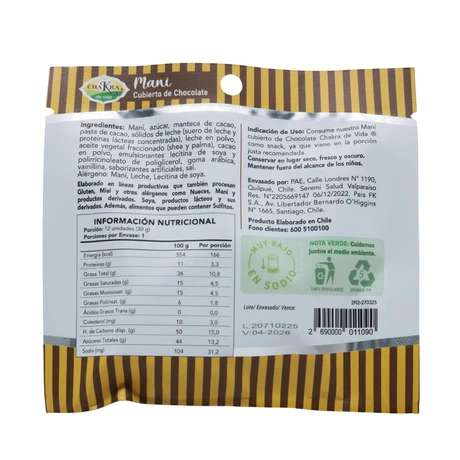 Maní cubierto chocolate leche 30 g, CDV - vista alternativa