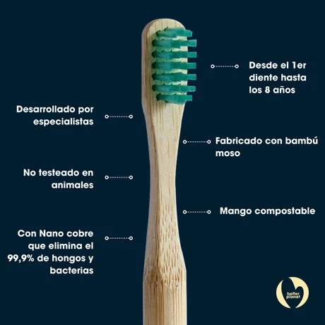 Cepillo dental suave biodegradable kids menta y rosado 2 Un - vista alternativa