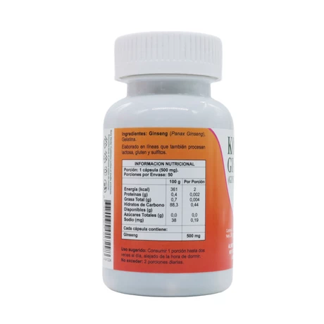 Ginseng Rojo Koreano 500 mg x 50 cápsulas - Pharma Knop® - vista alternativa