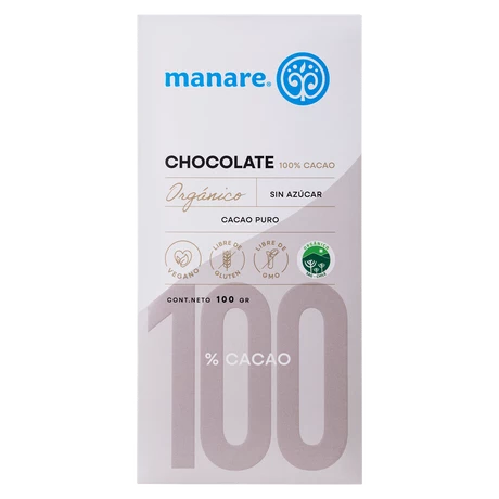 Chocolate 100% cacao org. 100 g, manare
