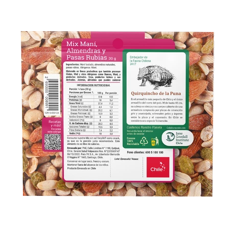 Mix S/SAL Maní, Pasas rubias, Almen. 30 G - vista alternativa