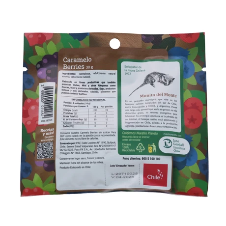 Caramelo Berries sin azúcar 30 g, Very Gut® - vista alternativa