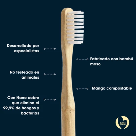 Cepillo Dental Biodegradable Blanco Medio - vista alternativa