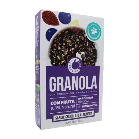 Granola probiótica chocolate almendra 300g, Cascara 