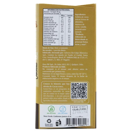 Chocolate almendras 55% cacao, CDV - vista alternativa