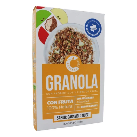Granola probiótica caramelo nuez 300g, Cascara 
