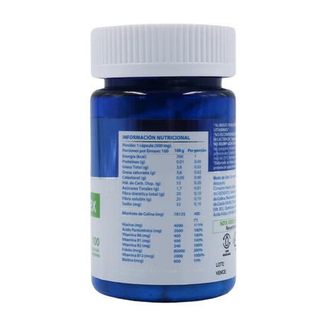 Natural B-complex 426 mg x 100 cápsulas vegetales - Natblue® - vista alternativa