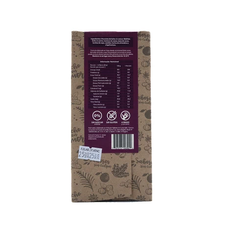 Barra chocolate harina almendras sabores sin culpa 80 g - vista alternativa