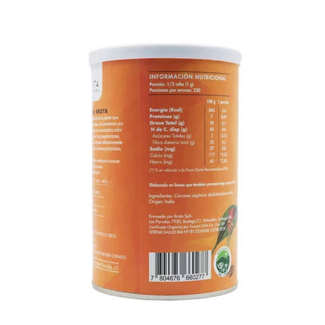 CURCUMA EN POLVO ORGANICA 230 G, BROTA - vista alternativa