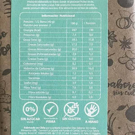 Barra chocolate harina avellanas sabores sin culpa 80 gr - vista alternativa
