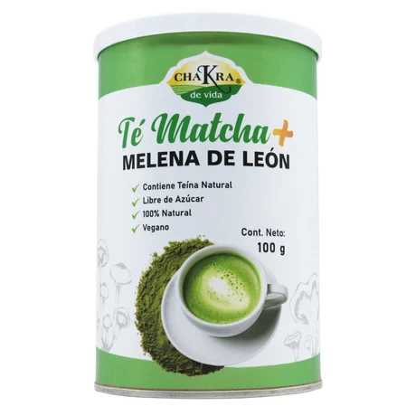 Te matcha + melena de león polvo 100 g frasco, CDV 