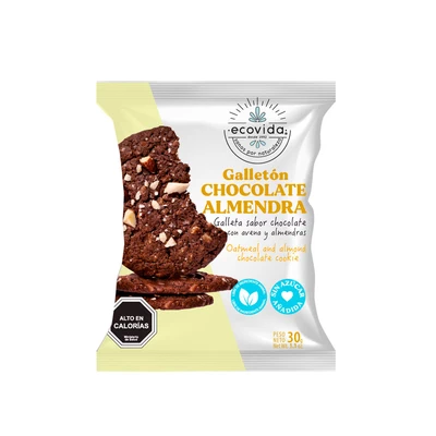 GALLETON CHOCO ALMEND S/AZ 30G, ECOVIDA 