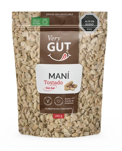 Maní tostado con sal 250 g, VERY GUT