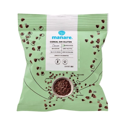Cereal sin gluten cacao 25 g, Manare