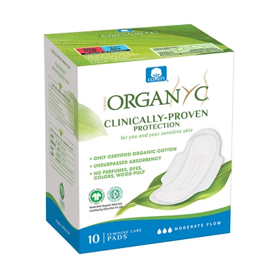 Toalla Higiénica Normal Con Alas 10 Un, Organyc          