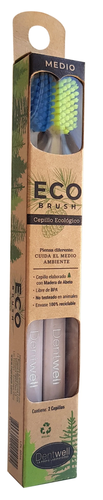 Cepillo dental Medio Ecológico Azul-Amarillo 2 Un