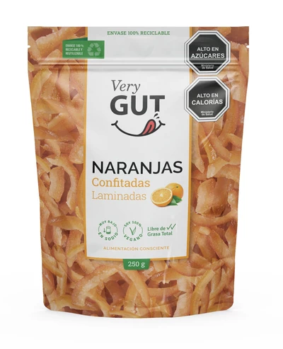 Naranjas confitadas laminadas 250 g, Very Gut 