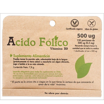 Ácido fólico 500 ug x 120 porciones - Dulzura Natural
