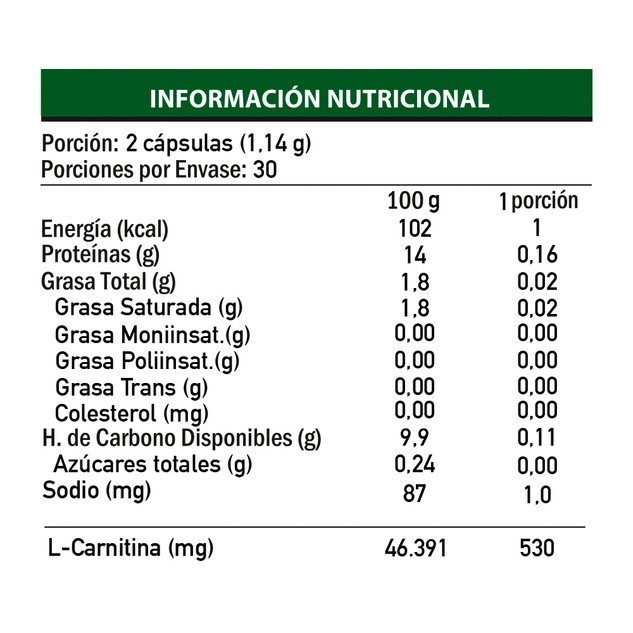 l carnitina cantidad diaria L-Carnitina x 60 Cápsulas delivery:same-day-dxb Size:30ml + 20ml + 3x15ml + 5ml L-CARNITINE increases muscle mass,