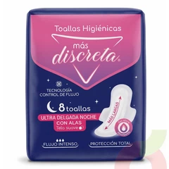 Toallas H. Ultra Delgada Noche Más Discreta 8 Unidades